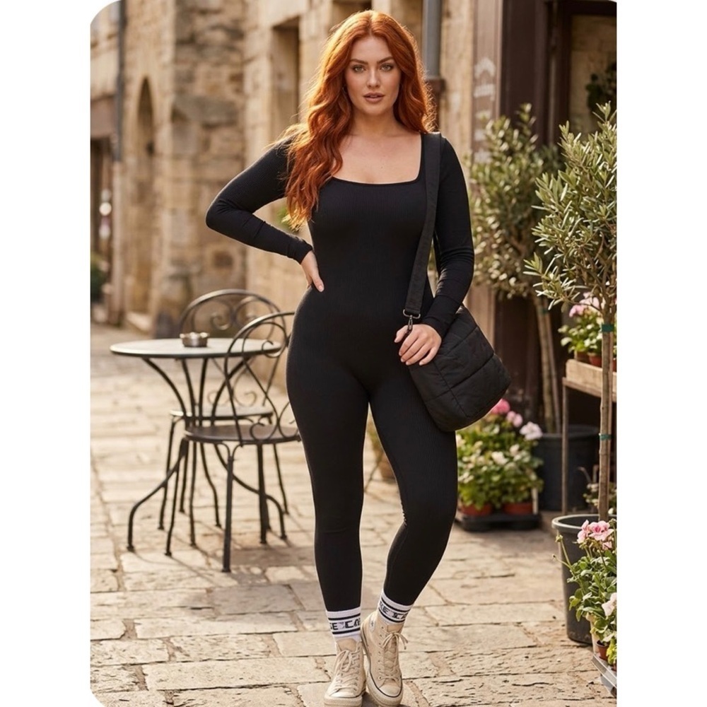 OFFLINE By Aerie Real Me XTRA Long Sleeve Legging Black Athleisure Jumpsuit L